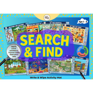 Search & Find Write & Wipe Activity Mat for Kids (Ages 3–8) | Reusable Observation & Learning Game by Koala Drift